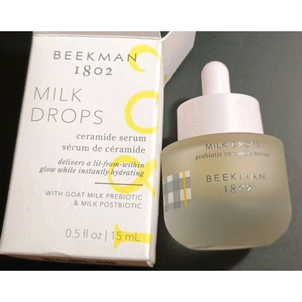 NIB Beekman 1802 Milk Drops Probiotic Ceramide Hydrating Serum 0.5 fl oz / 15 ml